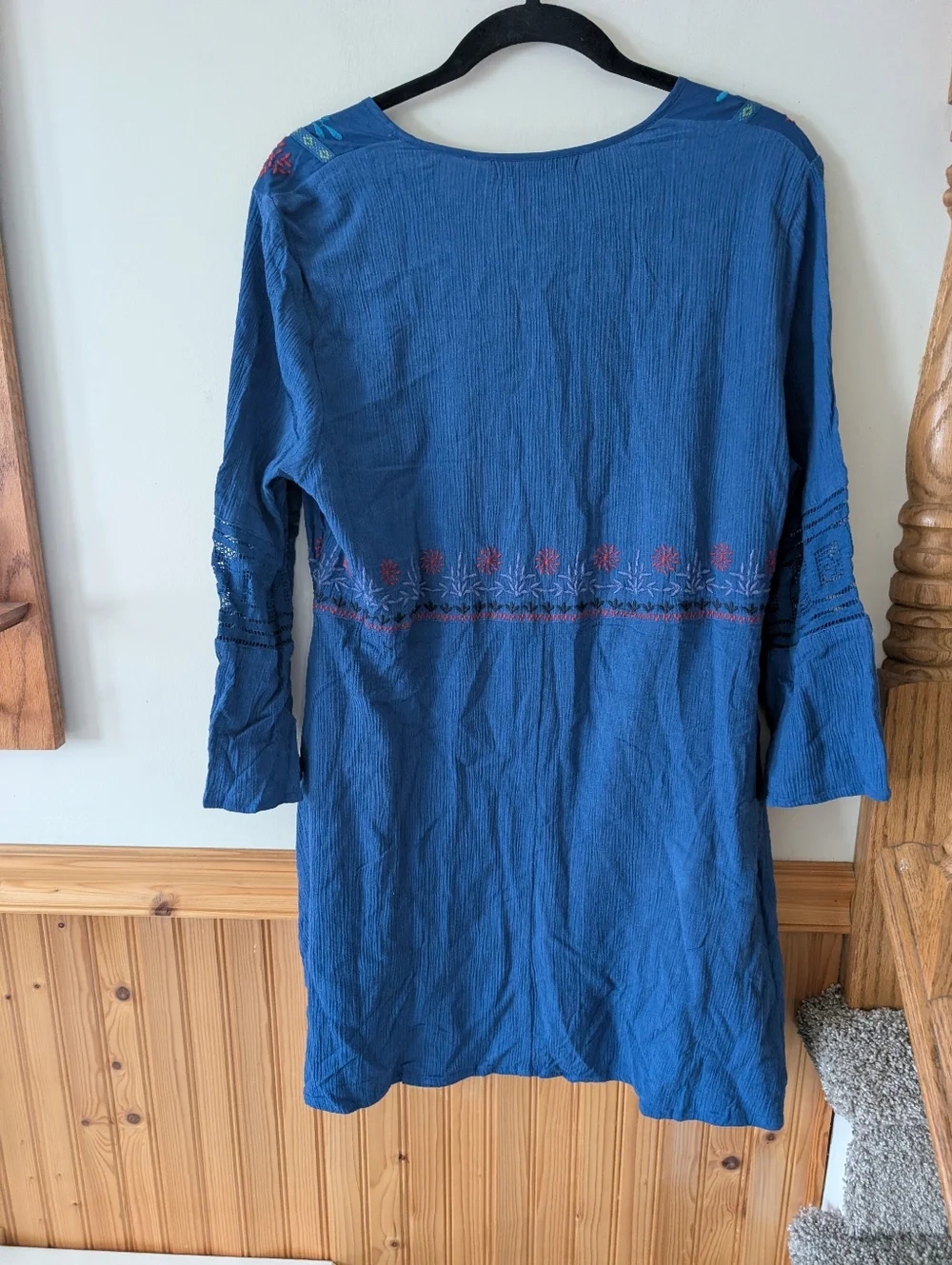 Gudrun Sjoden Embroidered Cotton Floral Folklore Button Down Mini Dress Size L - Picture 6 of 8